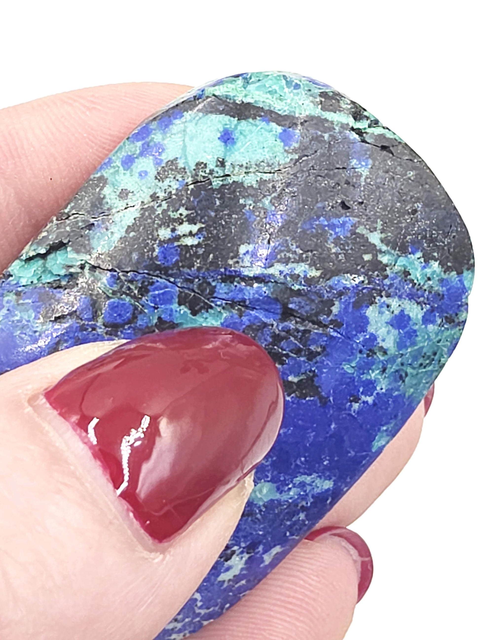 Rare Azurite Palm Stone - Intuition & Spiritual Insight Third Eye Chakra Crystal - 50g