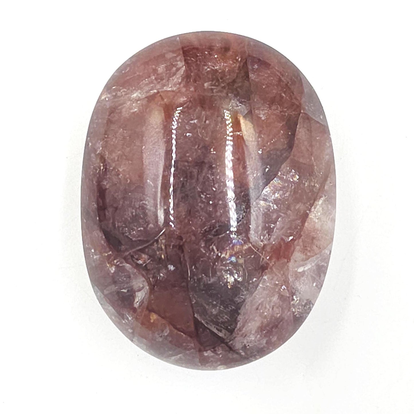 High Grade Large Fire Quartz (Hematoid) Palm Stone with strong rainbow flashes - Grounding & Vitality Crystal - 210g