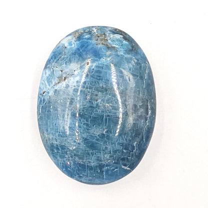 High Grade Shimmery Blue Apatite Palm Stone - Motivation & Focus Healing Crystal - 105g
