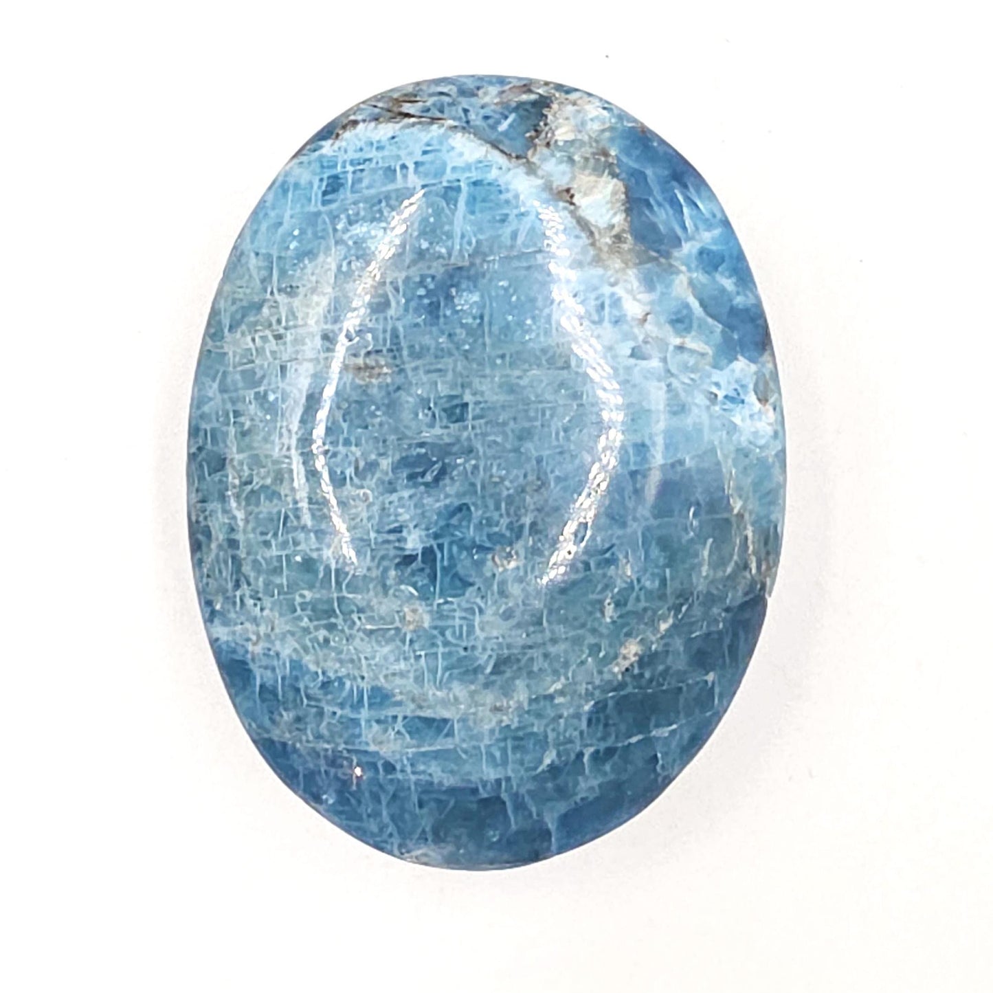 High Grade Shimmery Blue Apatite Palm Stone - Motivation & Focus Healing Crystal - 105g