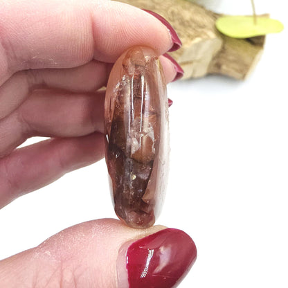 Little Fire Quartz (Hematoid) Palm Stone with rainbows – Strength, Confidence & Root Chakra Energy Crystal, 40g