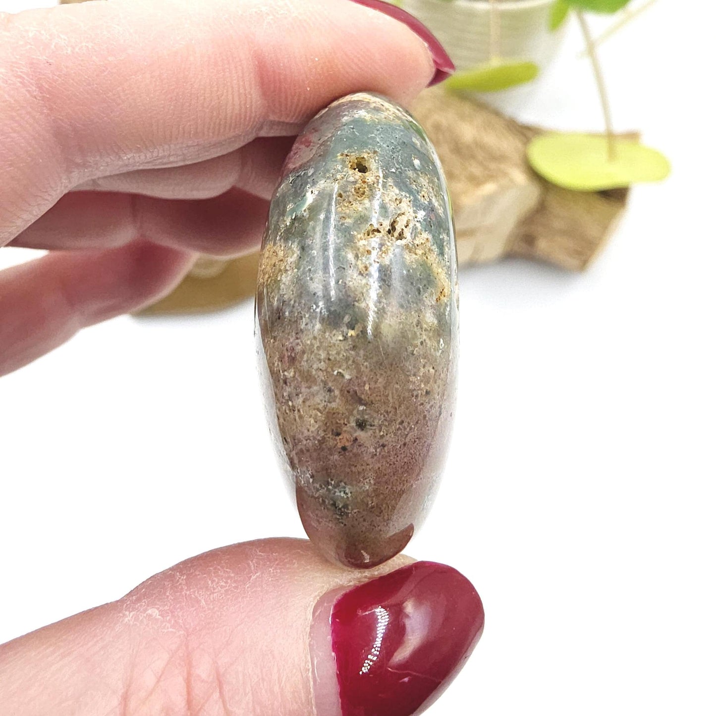 Ocean Jasper Palm Stone - Joy & Renewal Healing Crystal - 55g