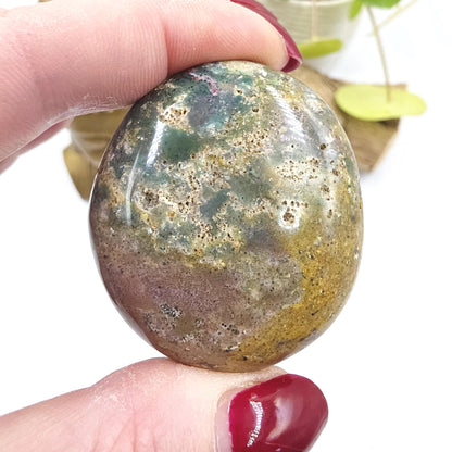 Ocean Jasper Palm Stone - Joy & Renewal Healing Crystal - 55g