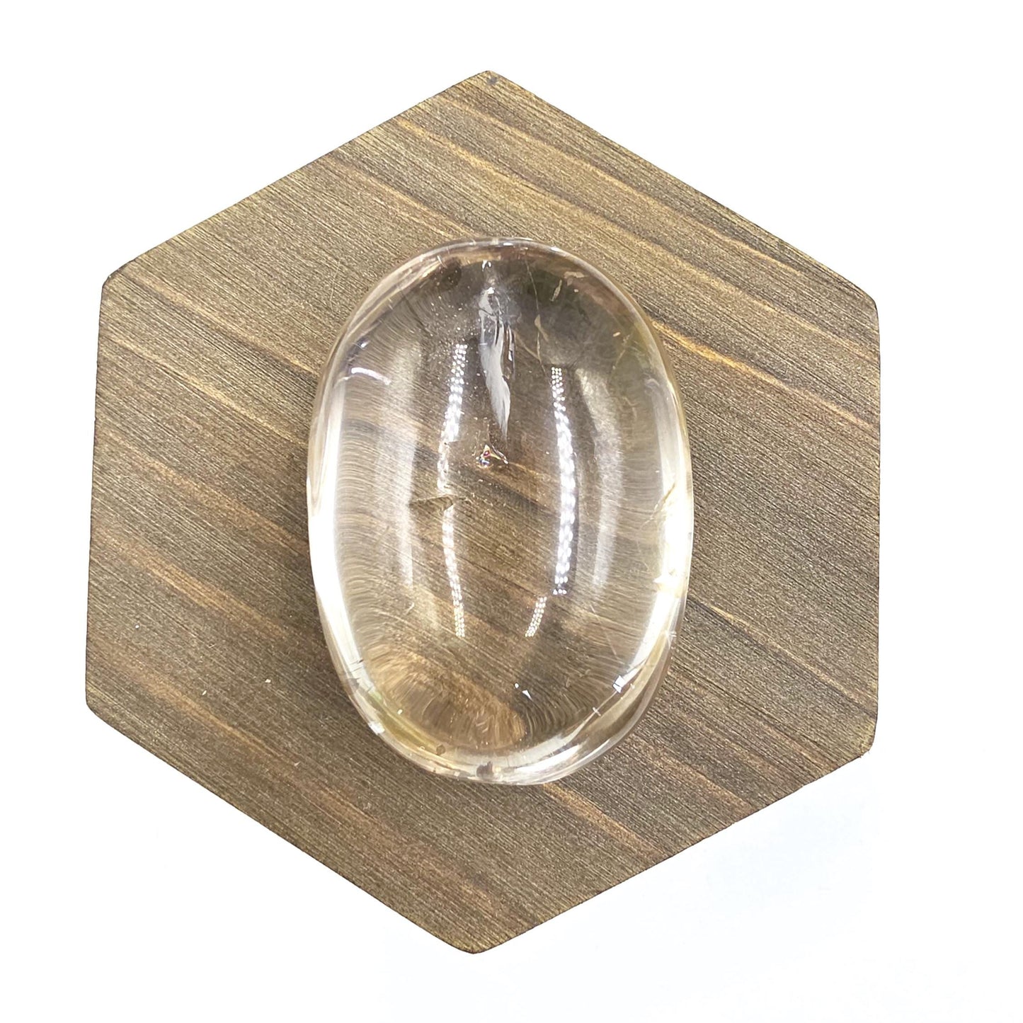 Light Smoky Quartz Palm Stone with Golden Healer and Rainbows- Grounding & Protection Crystal, 55g