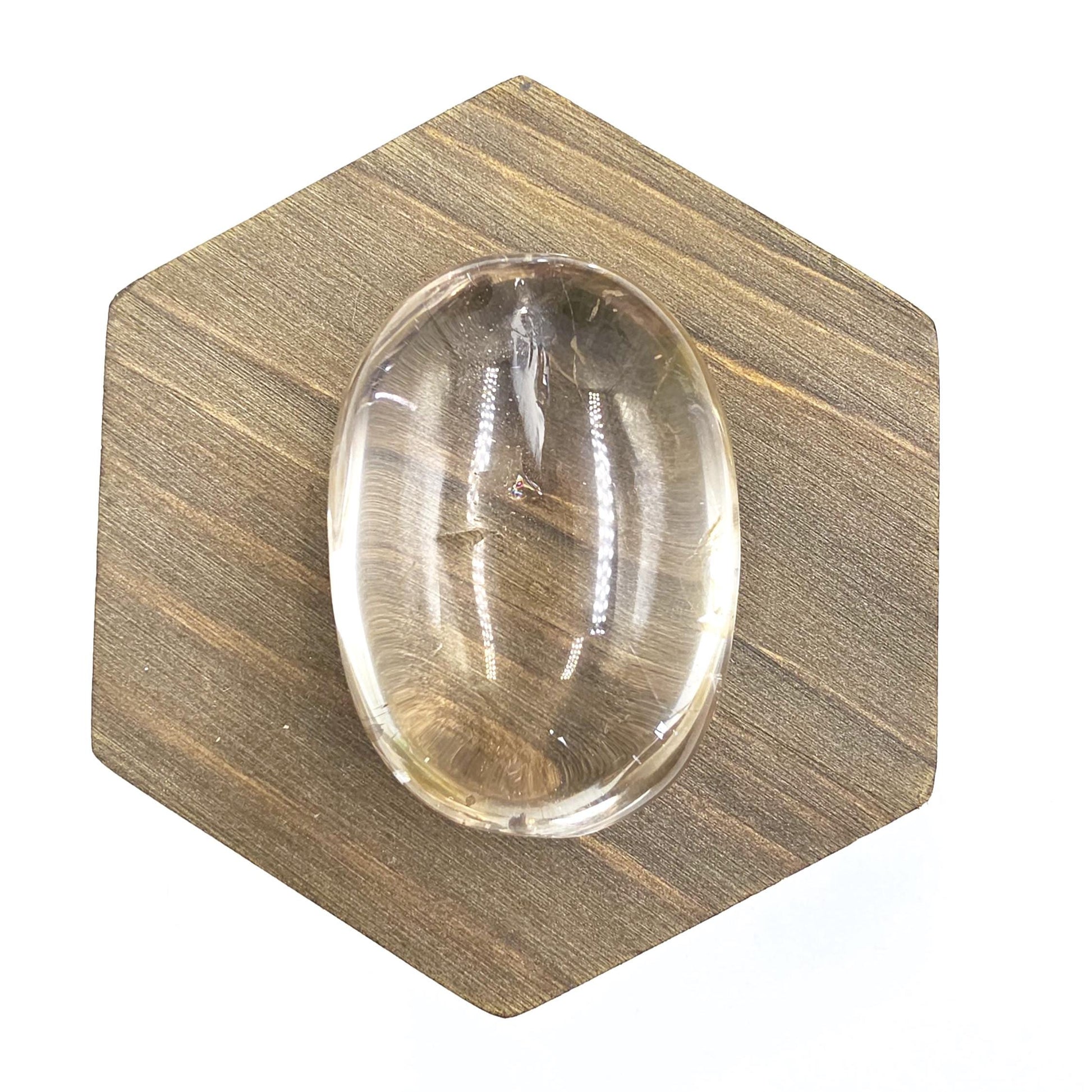 Light Smoky Quartz Palm Stone with Golden Healer and Rainbows- Grounding & Protection Crystal, 55g