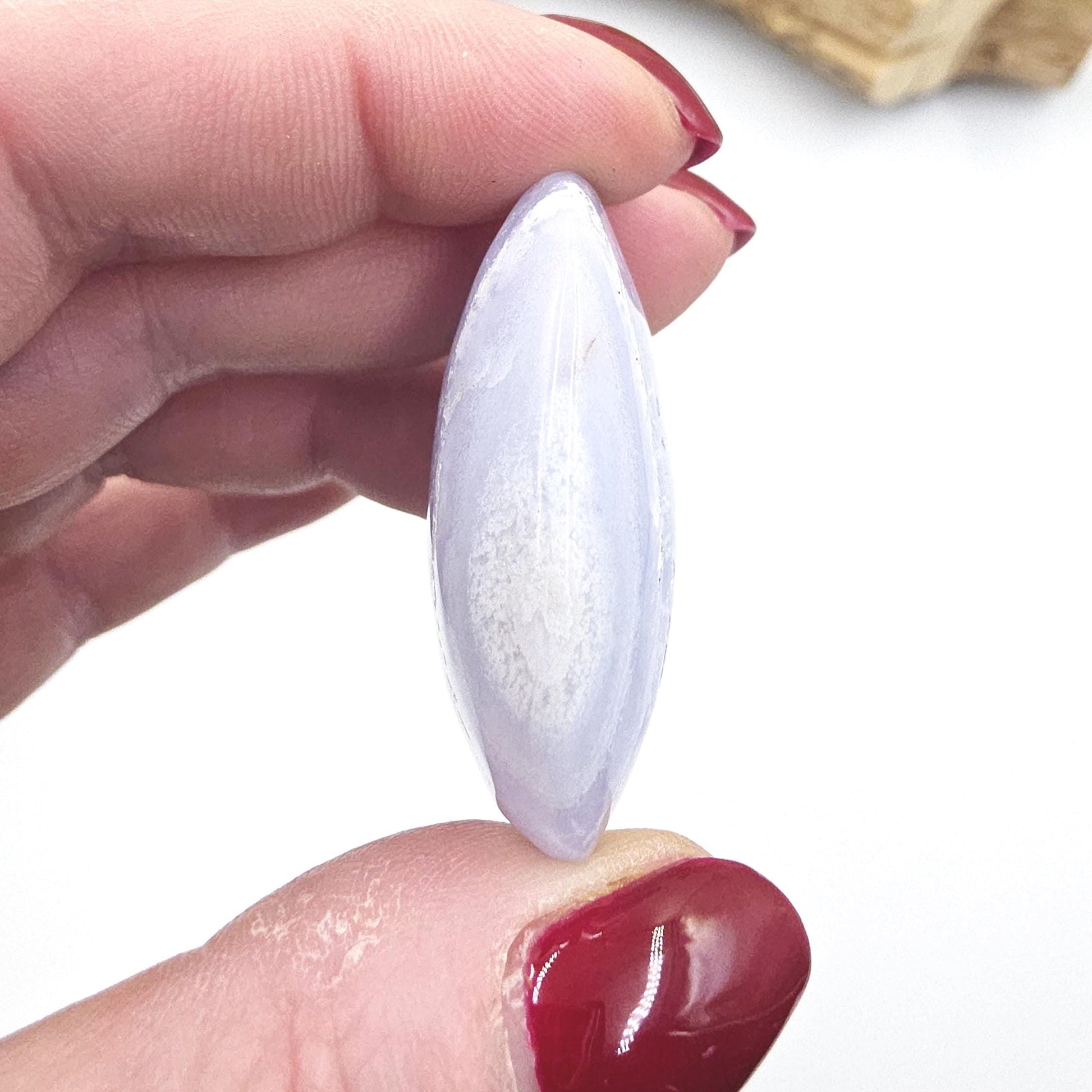 Blue Lace Agate Palm Stone – Calm, Communication & Throat Chakra Crystal, 30g