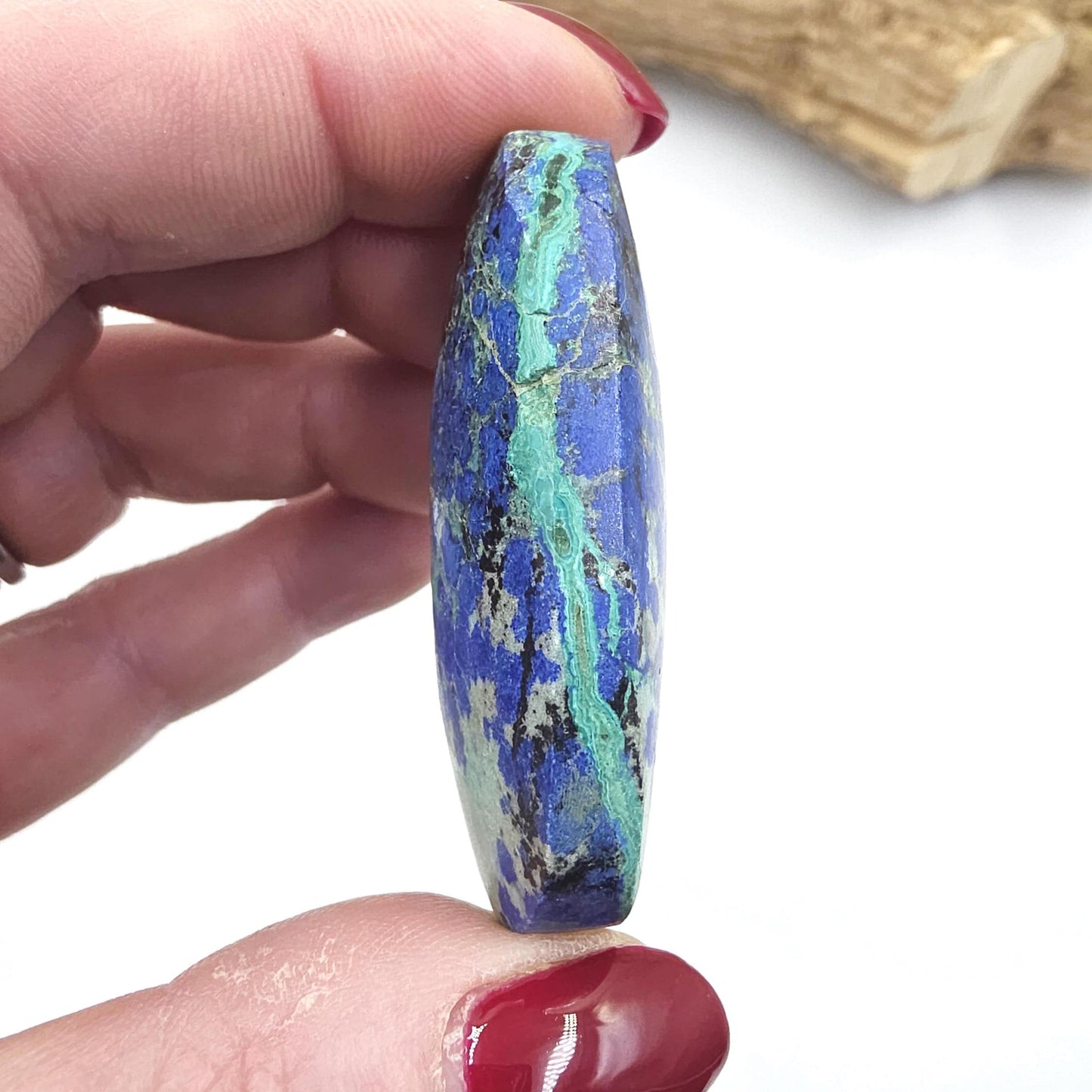 Little Rare Azurite Palm Stone - Intuition & Spiritual Insight Third Eye Chakra Crystal - 35g