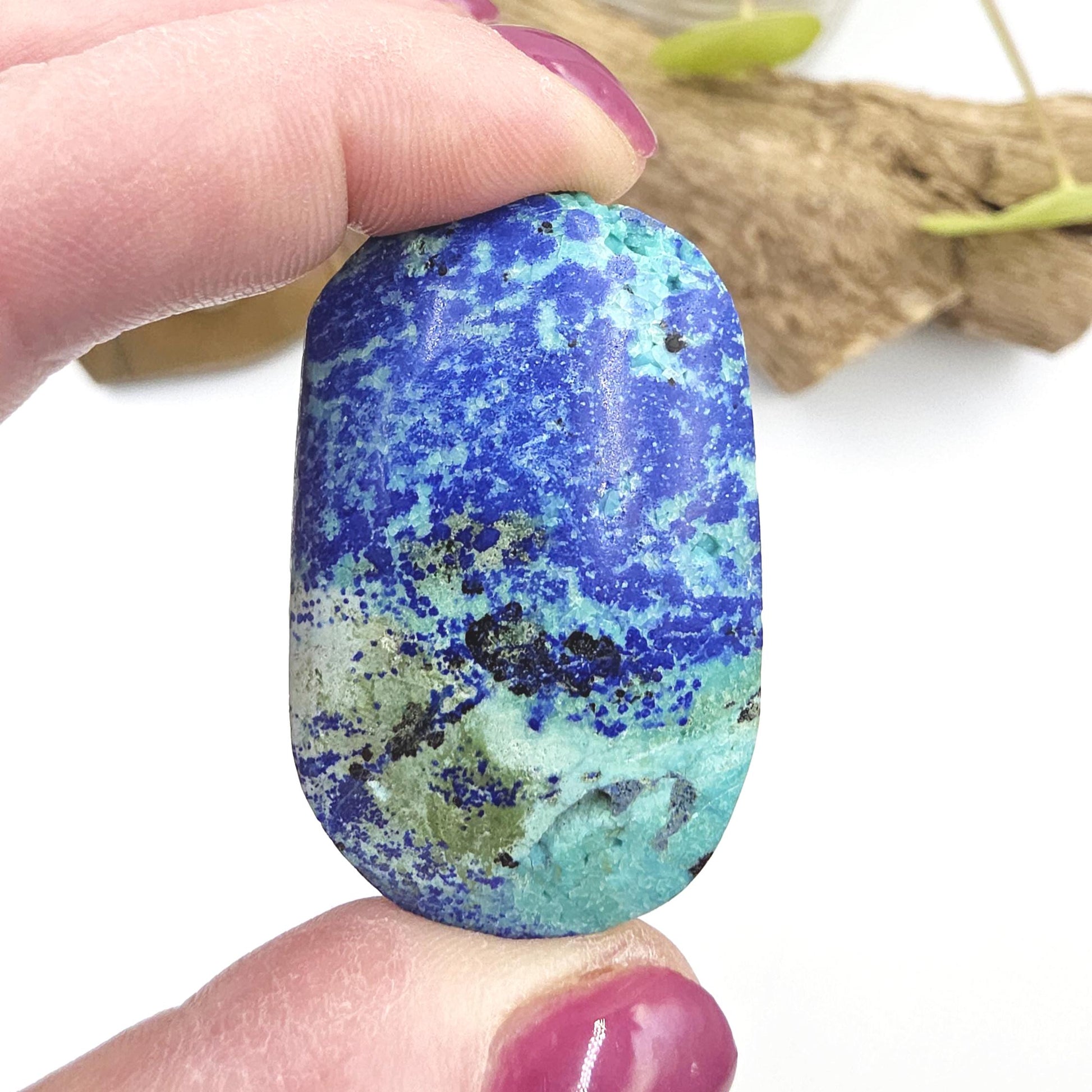 Little Rare Azurite Palm Stone - Intuition & Spiritual Insight Third Eye Chakra Crystal - 30g