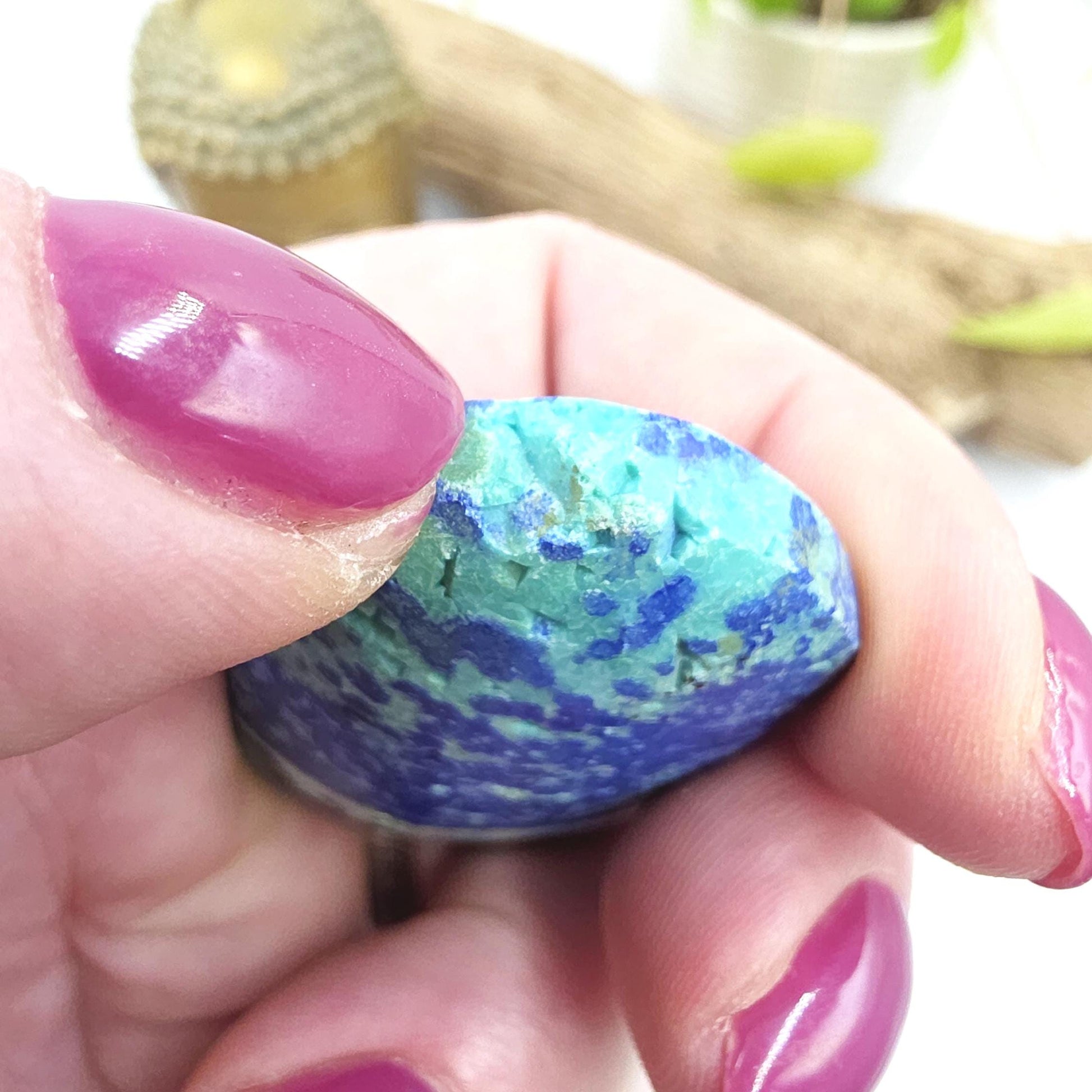 Little Rare Azurite Palm Stone - Intuition & Spiritual Insight Third Eye Chakra Crystal - 30g