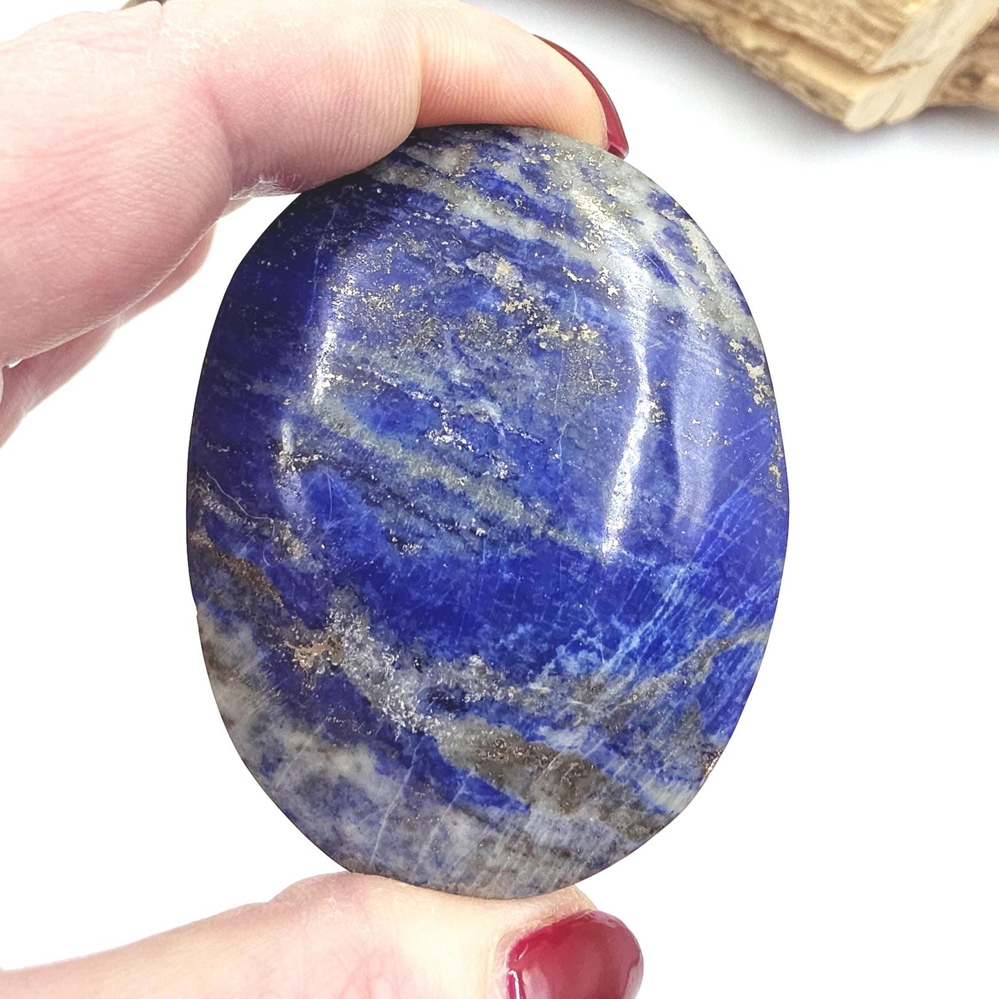Large Lapis Lazuli Palm Stone - Wisdom & Truth Third Eye Chakra Crystal - 110g