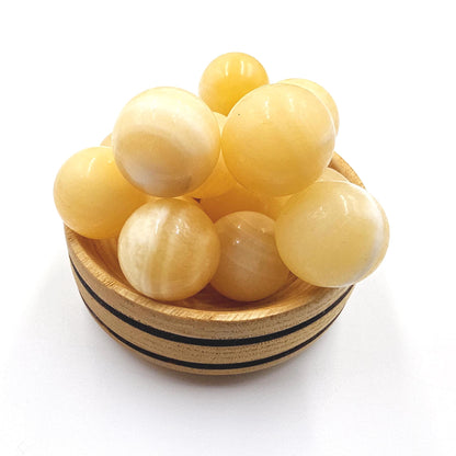 Yellow Calcite Mini Spheres – Confidence, Clarity & Solar Plexus Chakra Crystal, 20mm