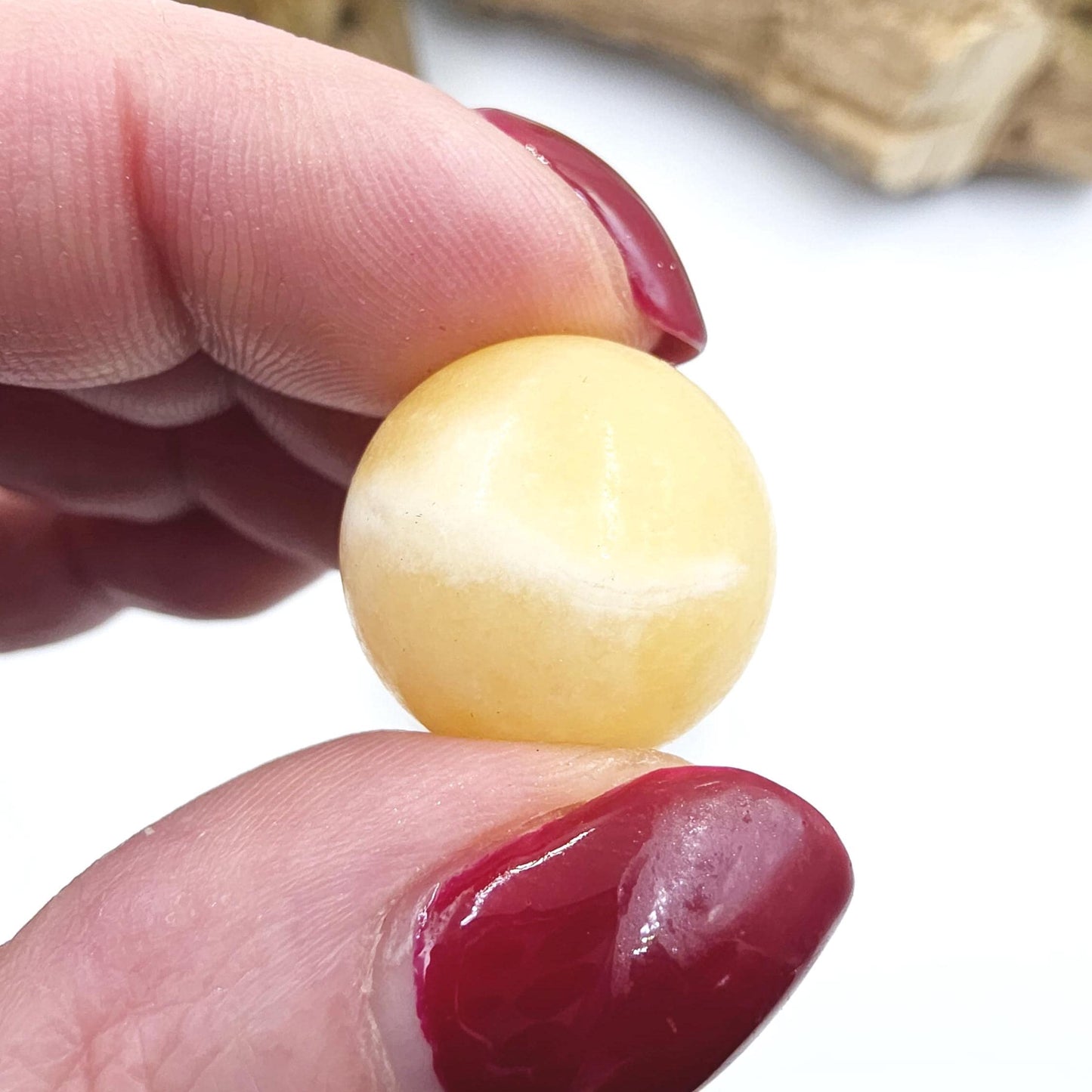 Yellow Calcite Mini Spheres – Confidence, Clarity & Solar Plexus Chakra Crystal, 20mm