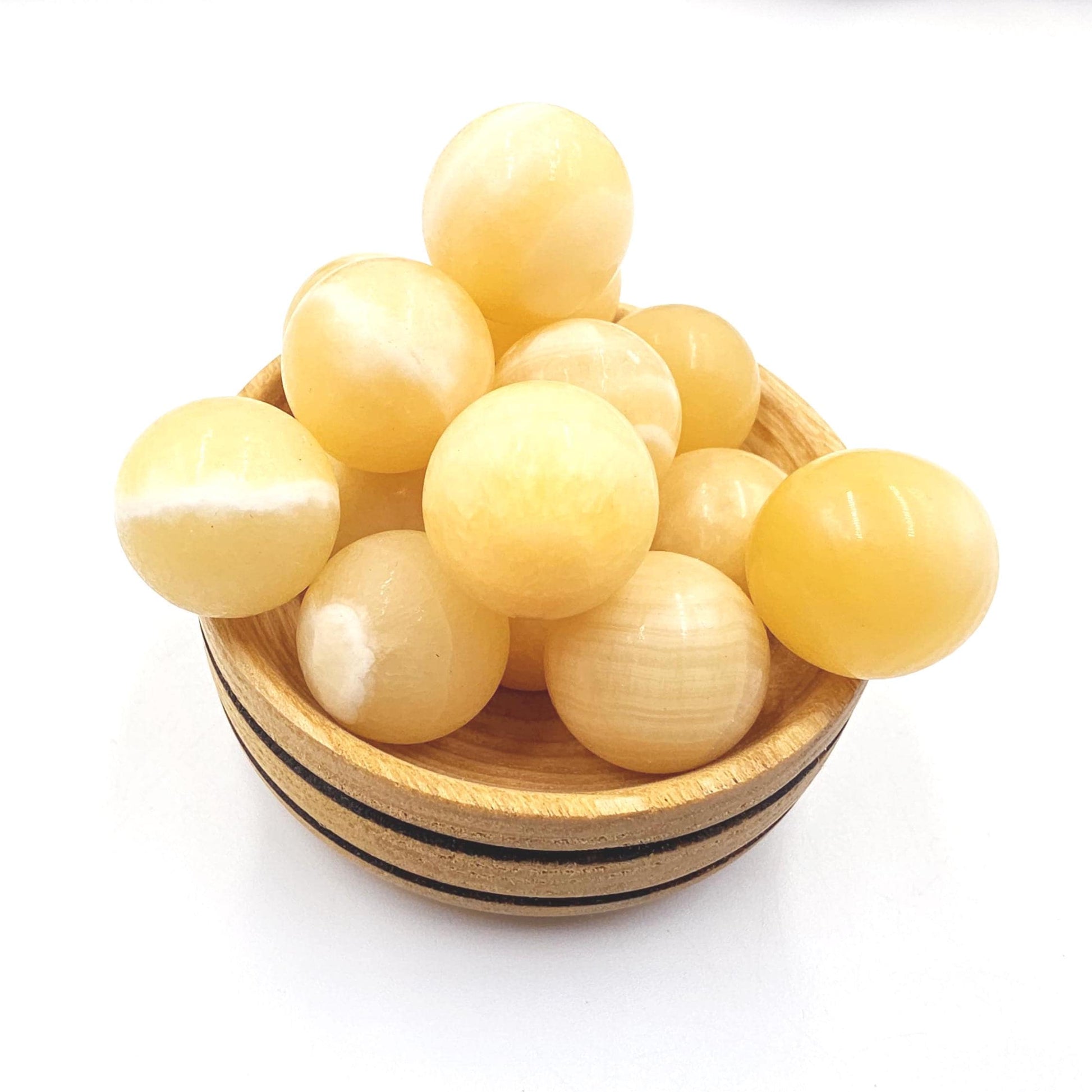 Yellow Calcite Mini Spheres – Confidence, Clarity & Solar Plexus Chakra Crystal, 20mm