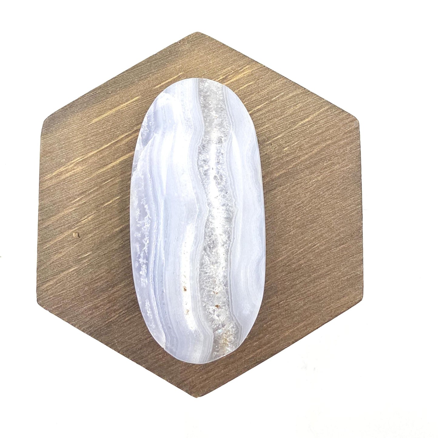 Blue Lace Agate Palm Stone – Calm, Communication & Throat Chakra Crystal, 60g