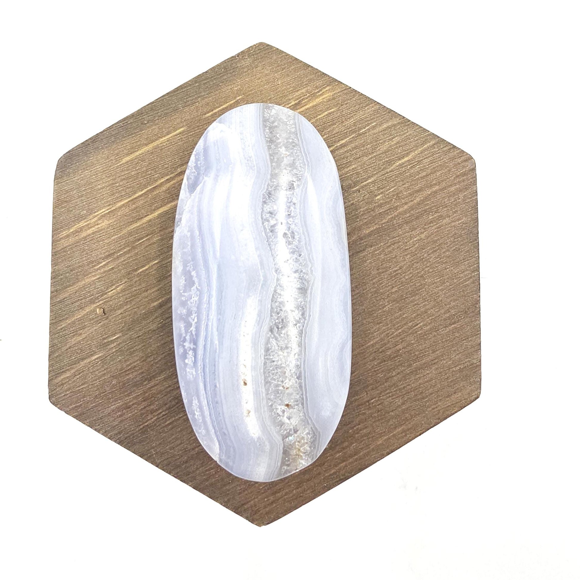 Blue Lace Agate Palm Stone – Calm, Communication & Throat Chakra Crystal, 60g