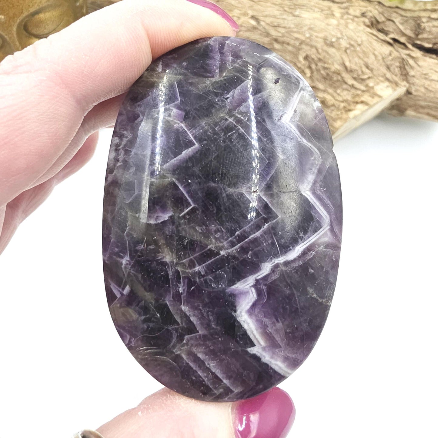 Large Dream Amethyst Palm Stone - Intuition & Spiritual Protection Crystal, 140g
