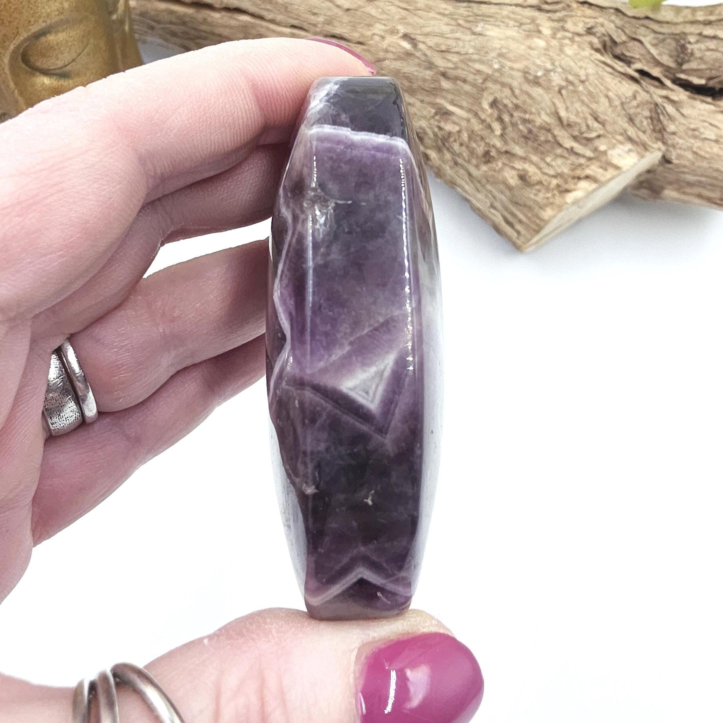 Large Dream Amethyst Palm Stone - Intuition & Spiritual Protection Crystal, 140g