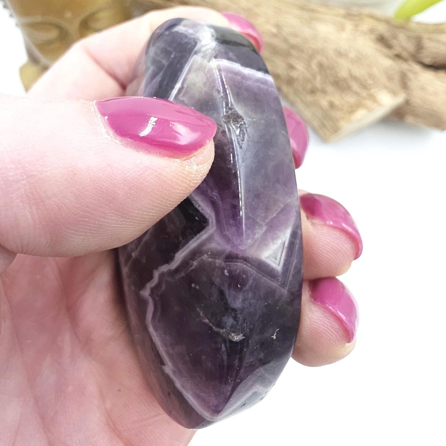 Large Dream Amethyst Palm Stone - Intuition & Spiritual Protection Crystal, 140g