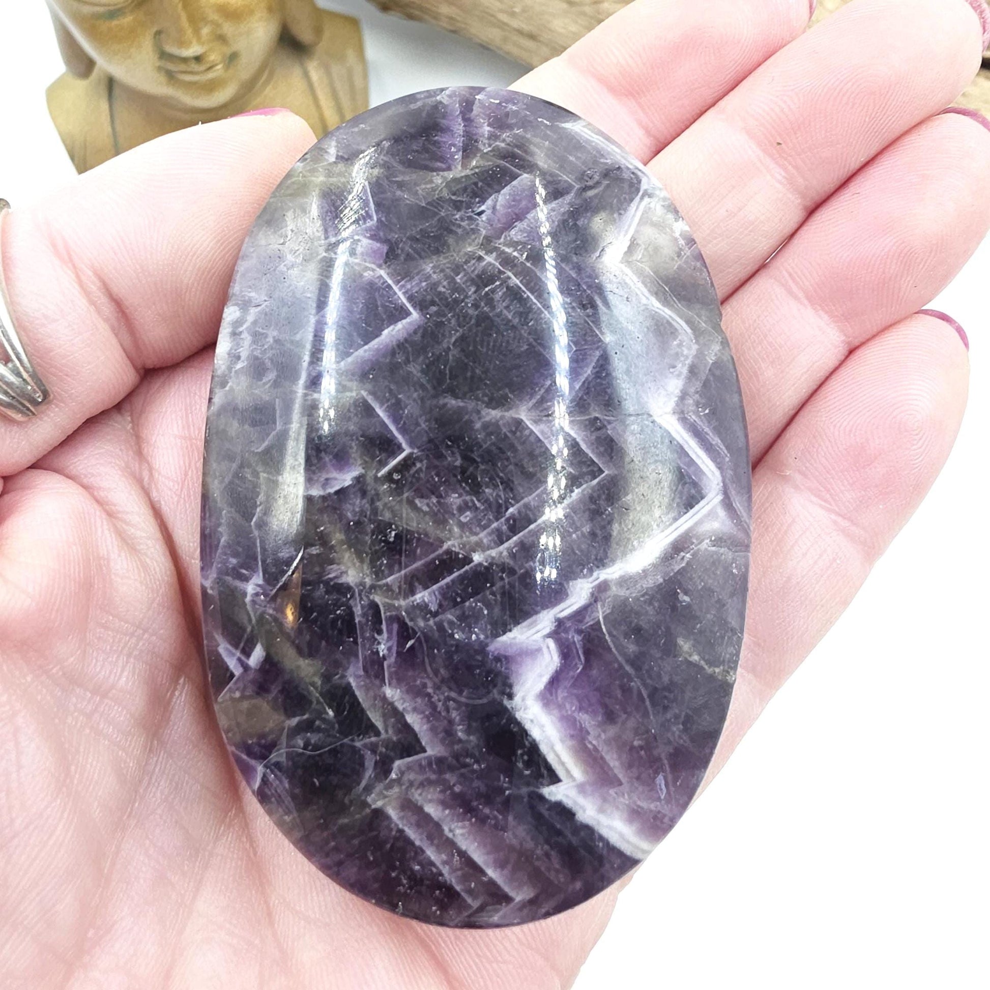 Large Dream Amethyst Palm Stone - Intuition & Spiritual Protection Crystal, 140g
