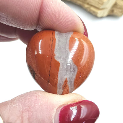 Red Jasper Crystal Hearts – Strength, Grounding & Root Chakra Crystal, 30mm