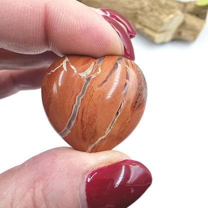 Red Jasper Crystal Hearts – Strength, Grounding & Root Chakra Crystal, 30mm