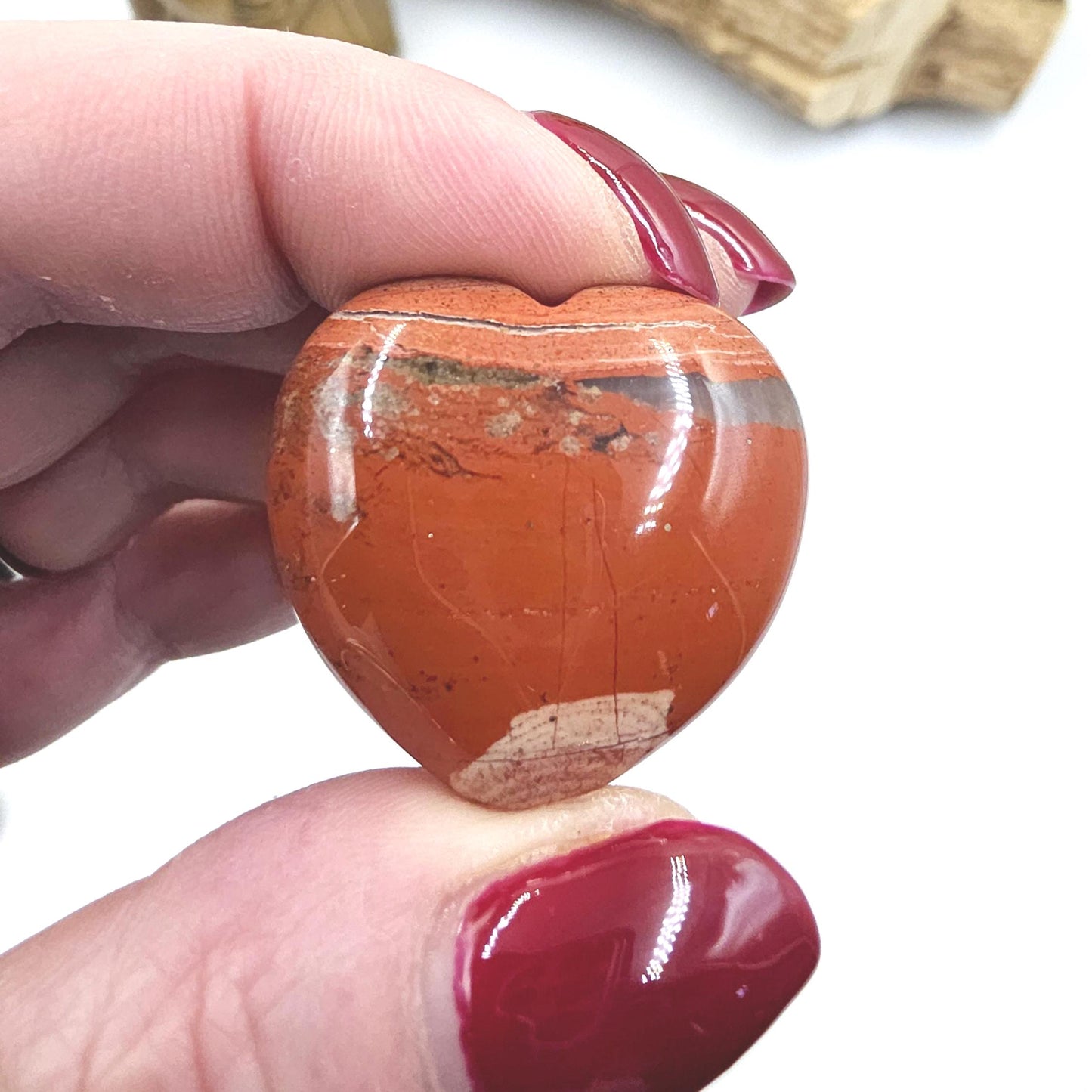 Red Jasper Crystal Hearts – Strength, Grounding & Root Chakra Crystal, 30mm