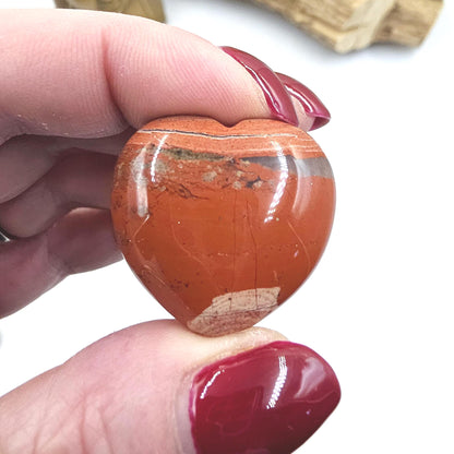 Red Jasper Crystal Hearts – Strength, Grounding & Root Chakra Crystal, 30mm