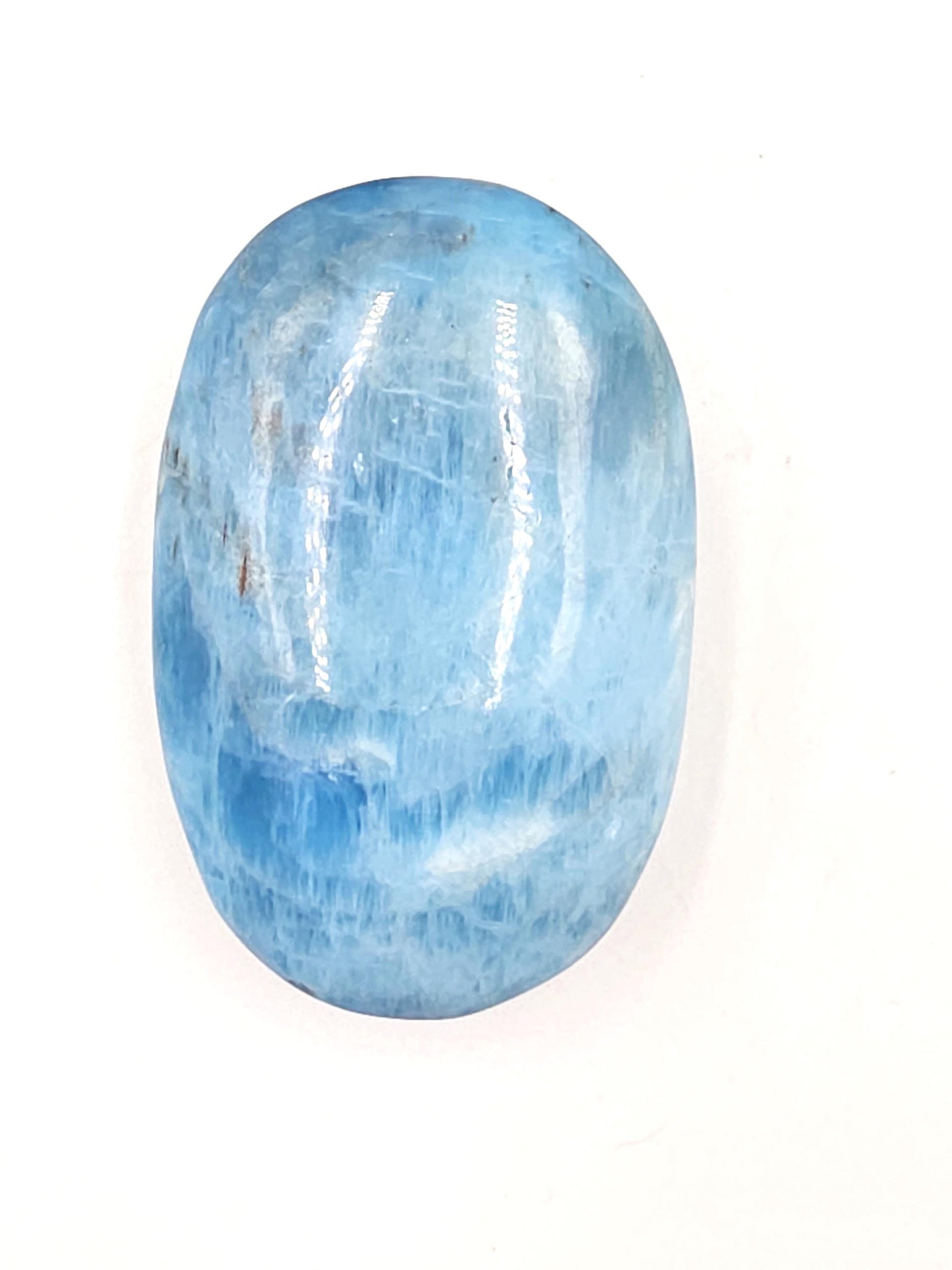 High Grade Blue Apatite Palm Stone - Motivation & Focus Healing Crystal - 105g