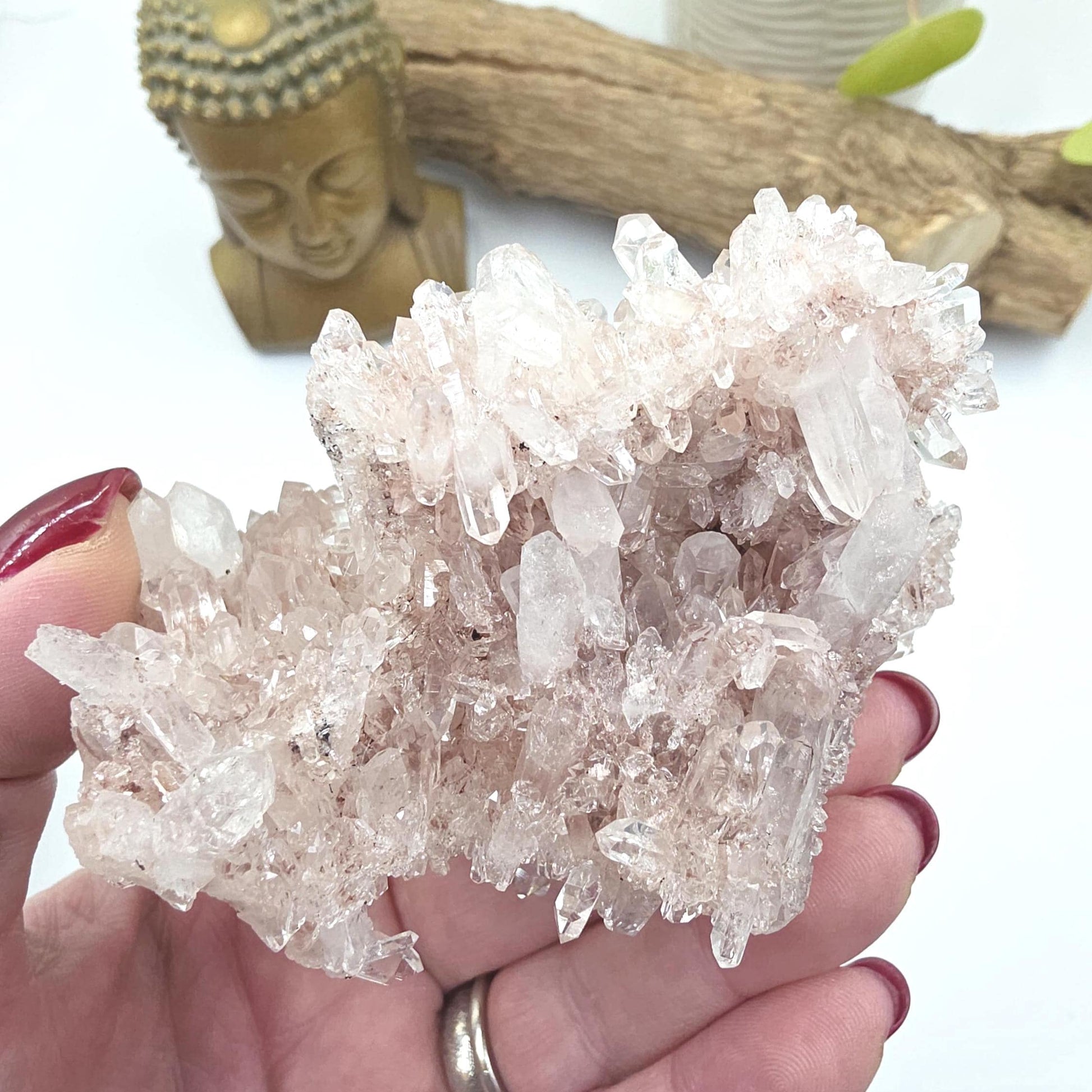 Rare Sparkly Pink Lemurian Quartz Cluster – Spiritual Awakening, Healing & Energy Amplification Crystal, 275g