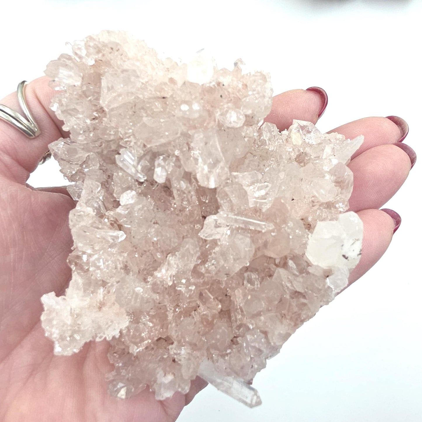 Rare Sparkly Pink Lemurian Quartz Cluster – Spiritual Awakening, Healing & Energy Amplification Crystal, 275g