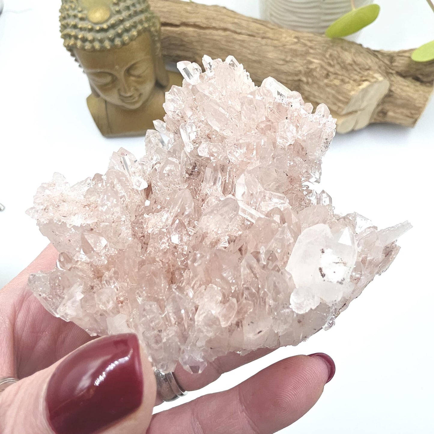 Rare Sparkly Pink Lemurian Quartz Cluster – Spiritual Awakening, Healing & Energy Amplification Crystal, 275g