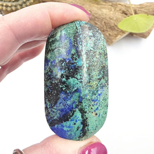Rare Azurite Palm Stone - Intuition & Spiritual Insight Third Eye Chakra Crystal - 45g