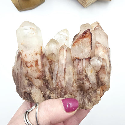 Large Raw Fire Quartz Cluster – Strength, Confidence & Root Chakra Energy Crystal, 1030g