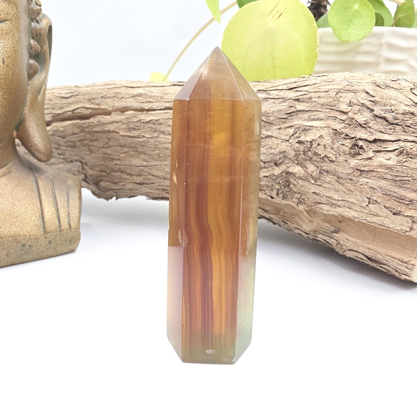 Green and Yellow Fluorite Tower (Jackfruit Fluorite) – Clarity, Positivity & Harmony Crystal Point, 7cm