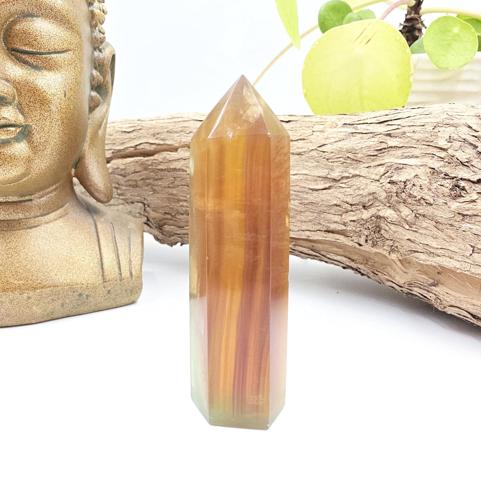 Green and Yellow Fluorite Tower (Jackfruit Fluorite) – Clarity, Positivity & Harmony Crystal Point, 7cm