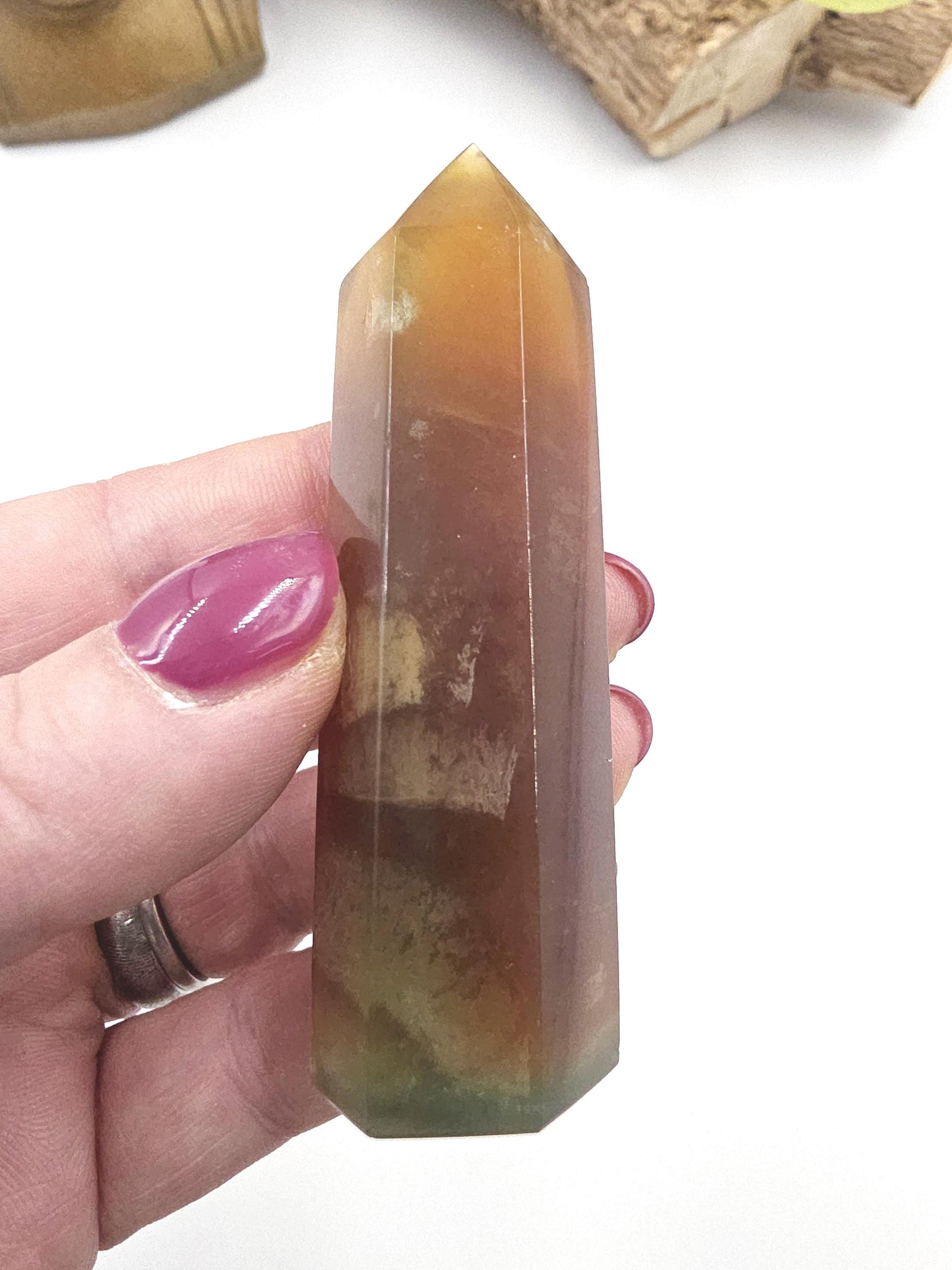 Green and Yellow Fluorite Tower (Jackfruit Fluorite) – Clarity, Positivity & Harmony Crystal Point, 7cm