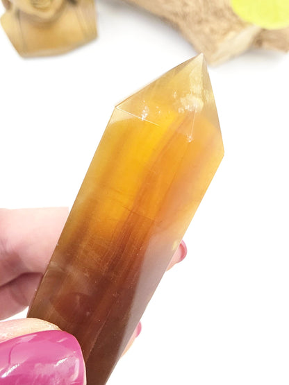 Green and Yellow Fluorite Tower (Jackfruit Fluorite) – Clarity, Positivity & Harmony Crystal Point, 7cm