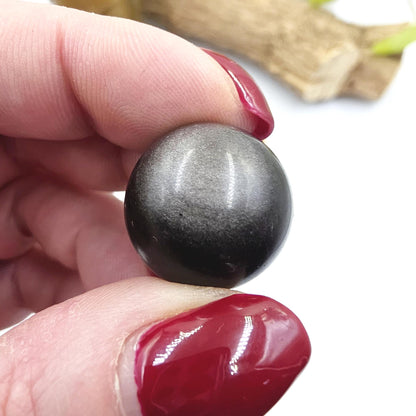 Silver Sheen Obsidian Mini Spheres – Protection, Insight & Root Chakra Crystal, 18-21mm