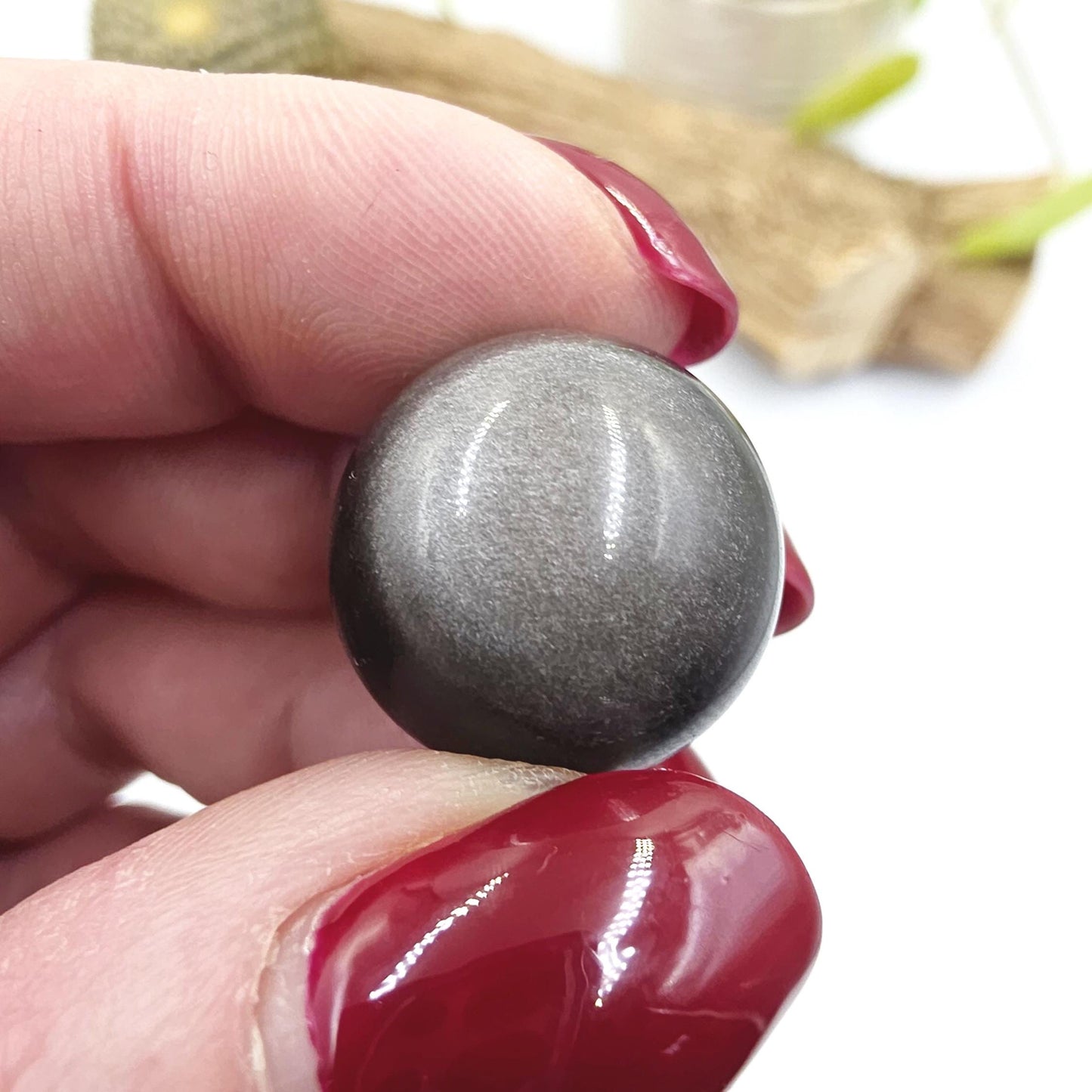 Silver Sheen Obsidian Mini Spheres – Protection, Insight & Root Chakra Crystal, 18-21mm