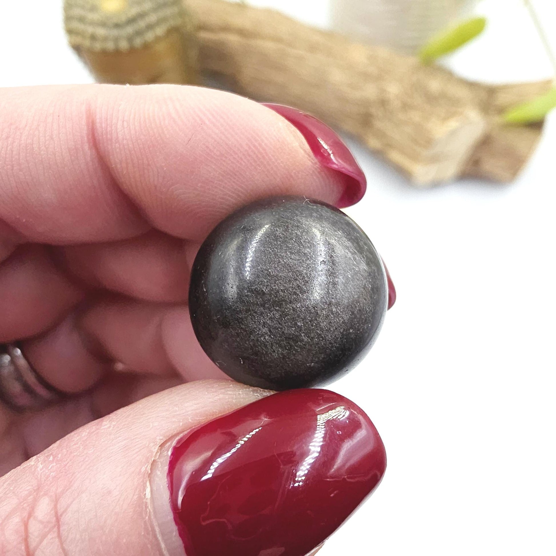 Silver Sheen Obsidian Mini Spheres – Protection, Insight & Root Chakra Crystal, 18-21mm