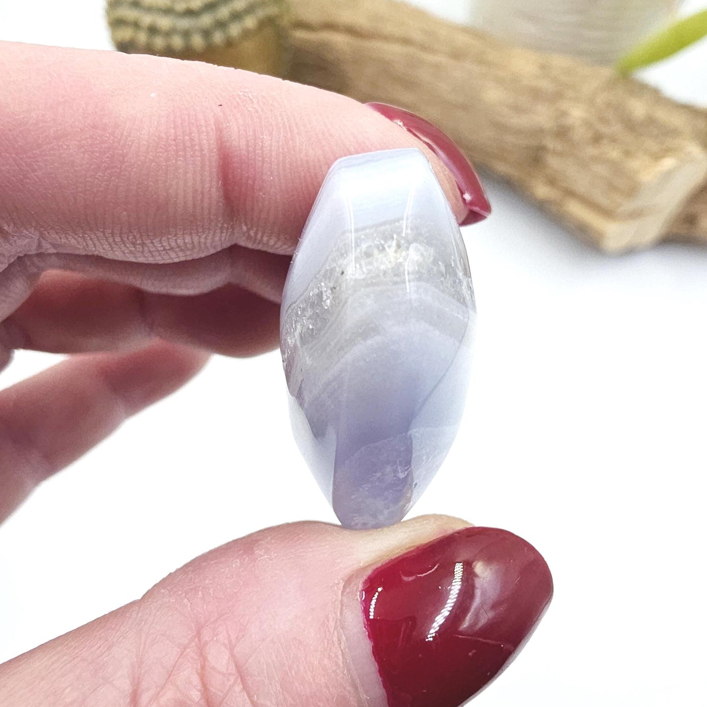 Blue Lace Agate Crystal Heart – Calm, Communication & Throat Chakra Crystal, 25g