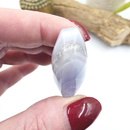 Blue Lace Agate Crystal Heart – Calm, Communication & Throat Chakra Crystal, 25g