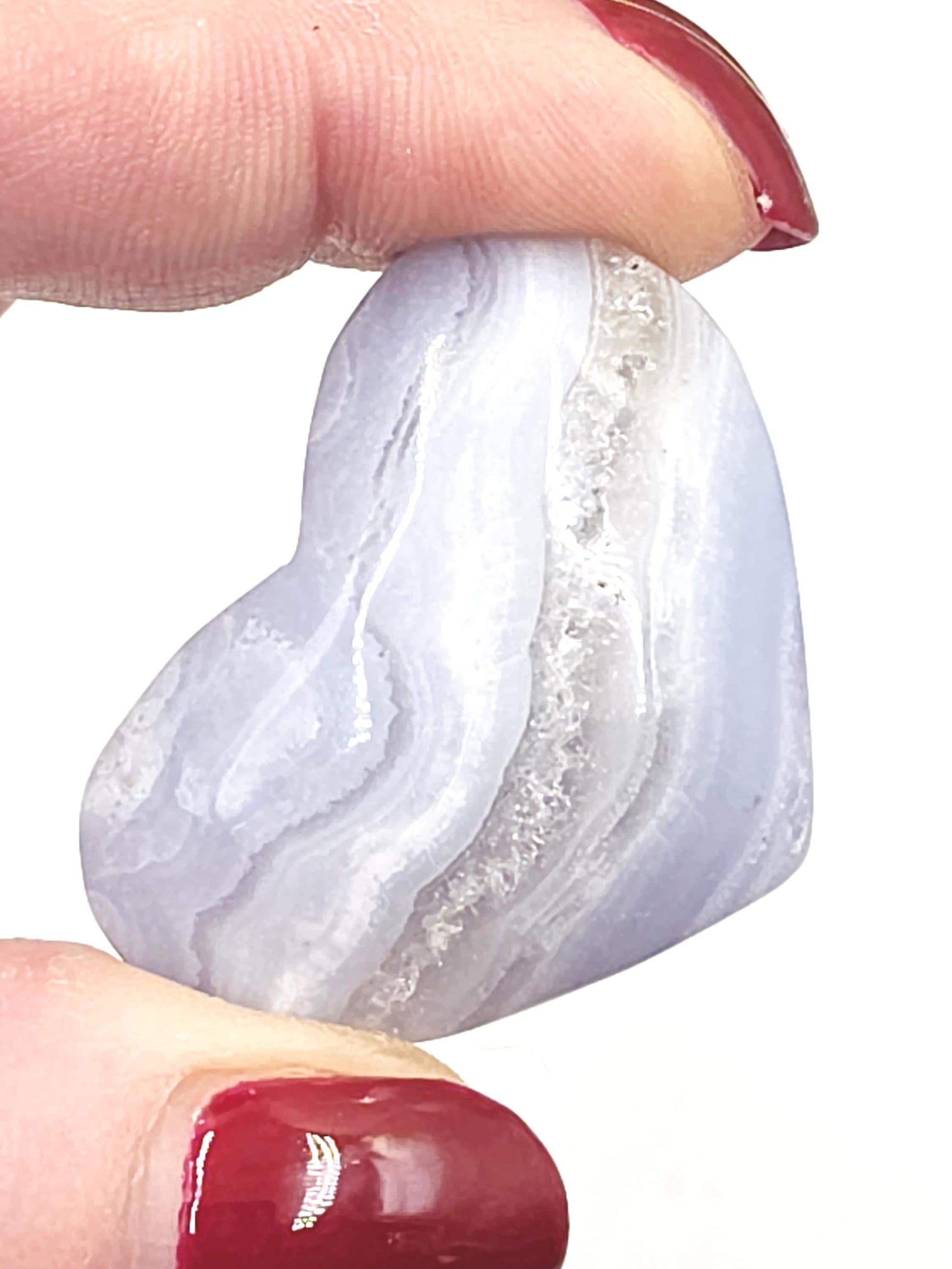 Blue Lace Agate Crystal Heart – Calm, Communication & Throat Chakra Crystal, 25g