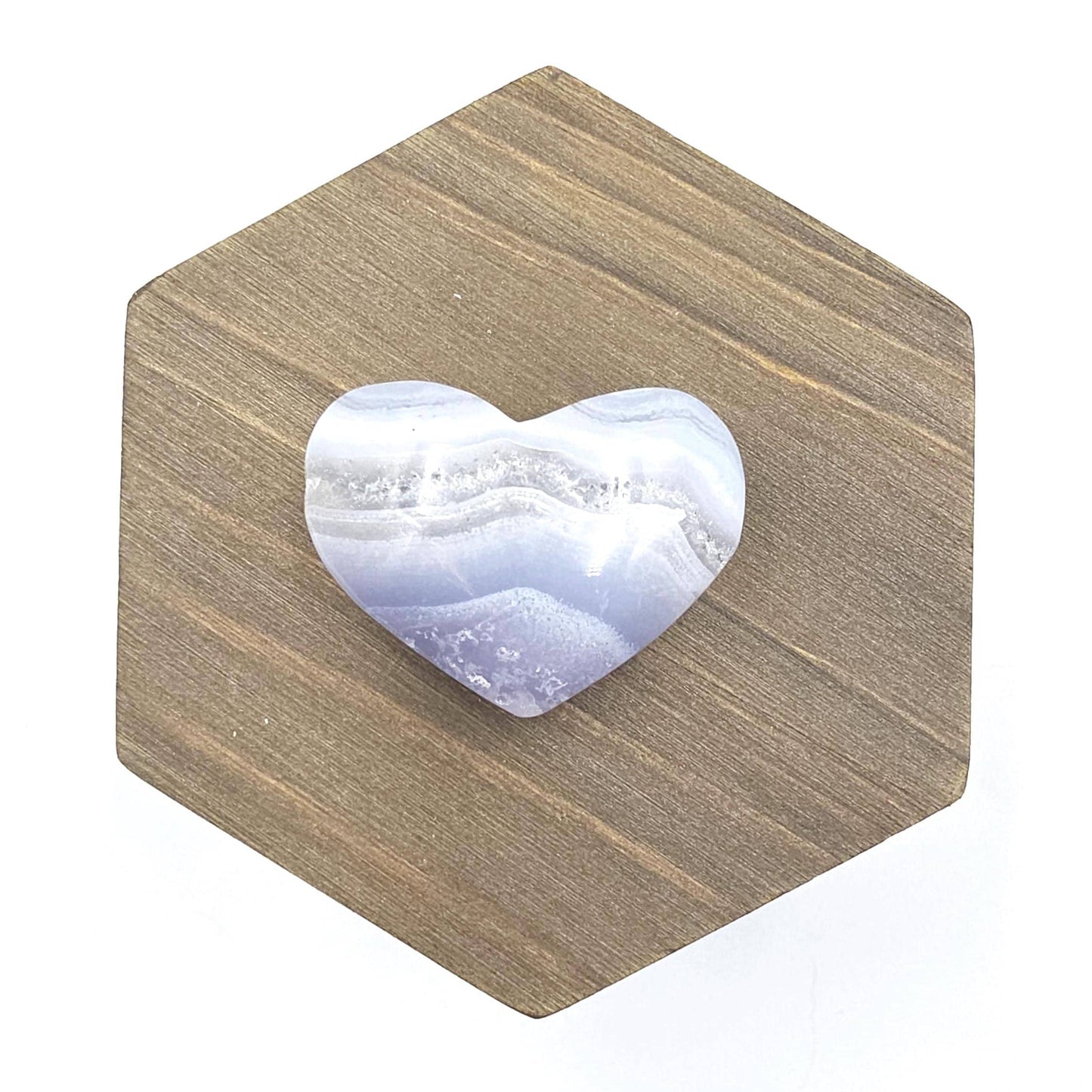 Blue Lace Agate Crystal Heart – Calm, Communication & Throat Chakra Crystal, 25g