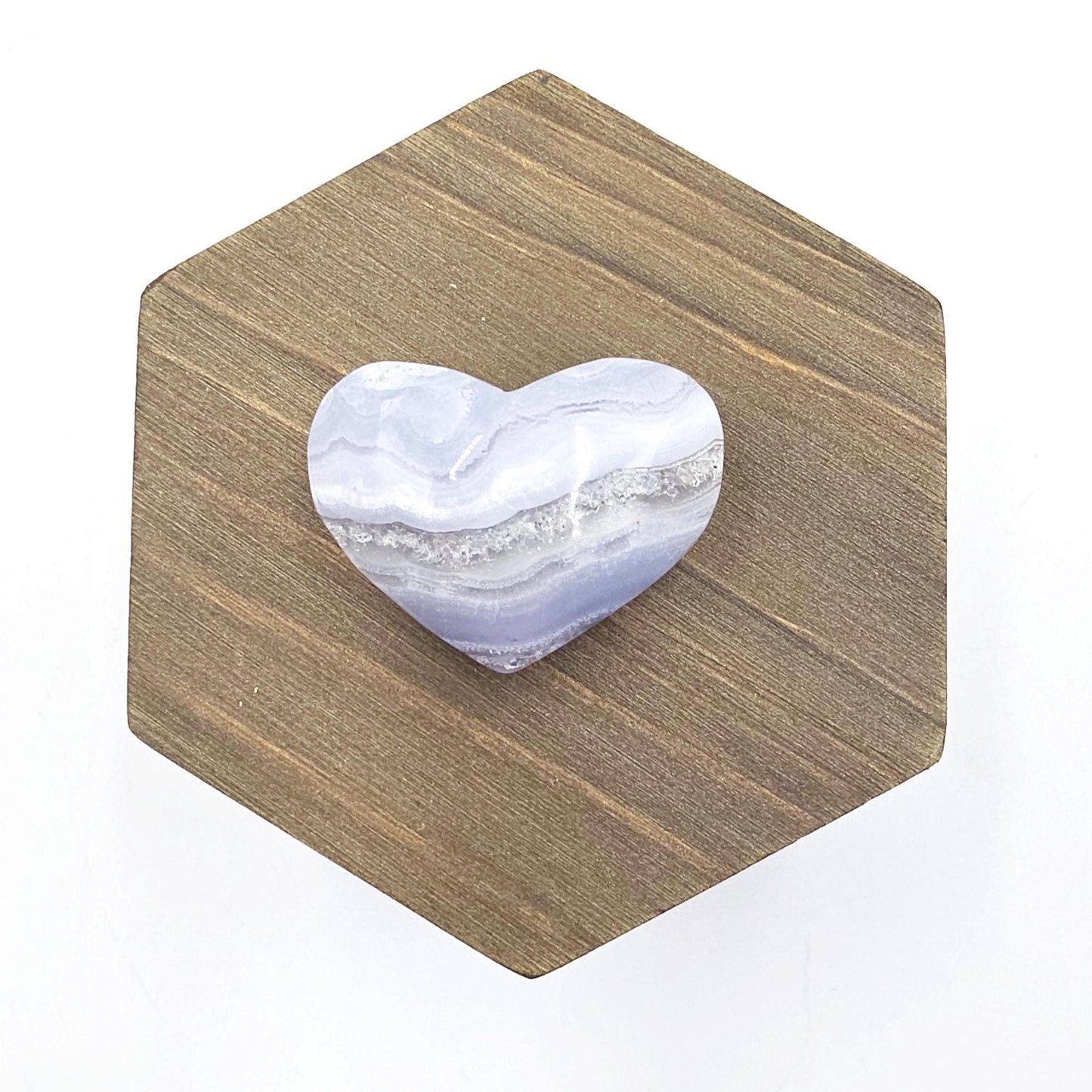 Blue Lace Agate Crystal Heart – Calm, Communication & Throat Chakra Crystal, 25g