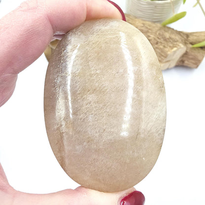 Blue Moonstone Palm Stone – Intuition, Emotional Balance & Crown Chakra Crystal, 160g