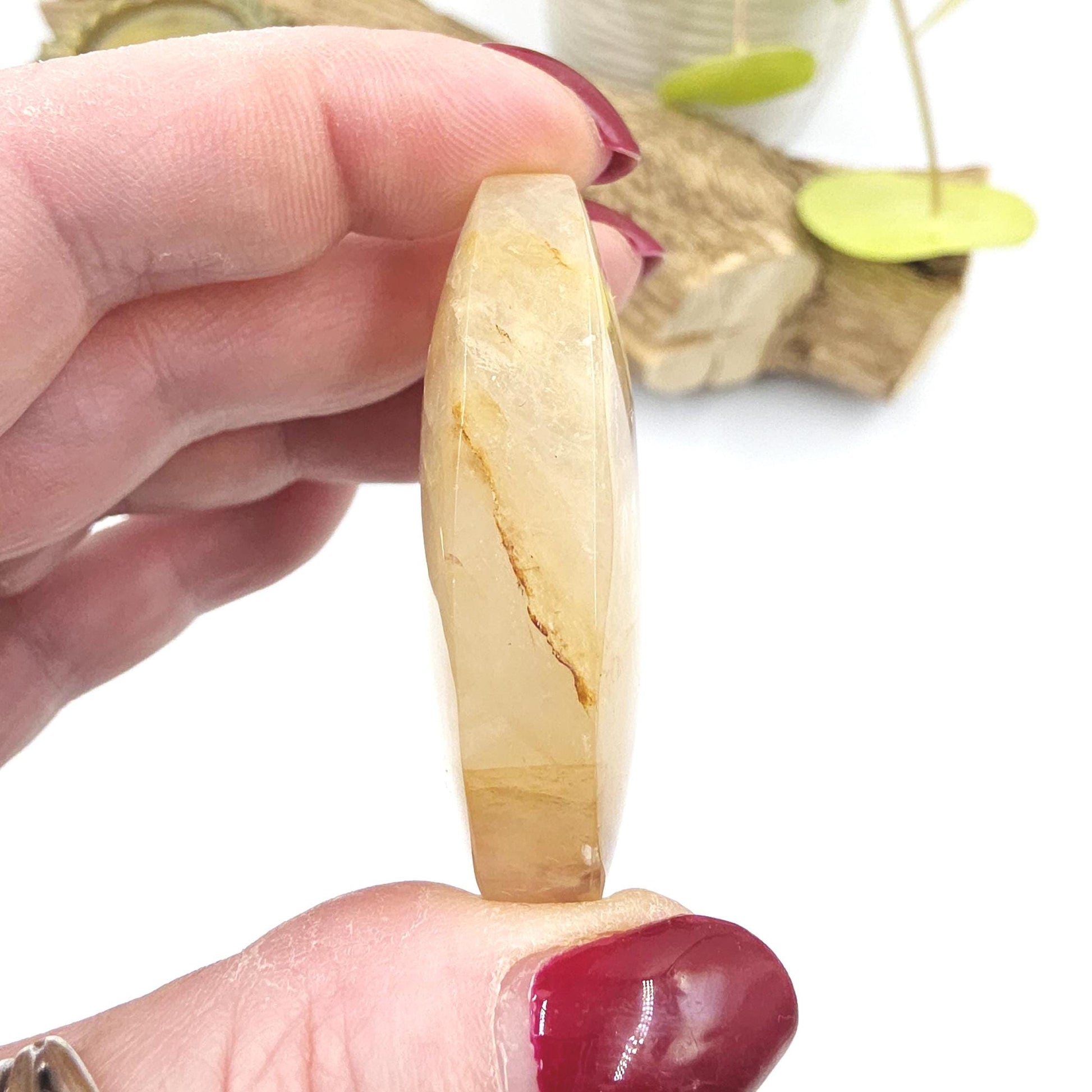 Unique Golden Healer with Fire Quartz Palm Stone – Strength, Healing & Energy Amplification Crystal, 55g