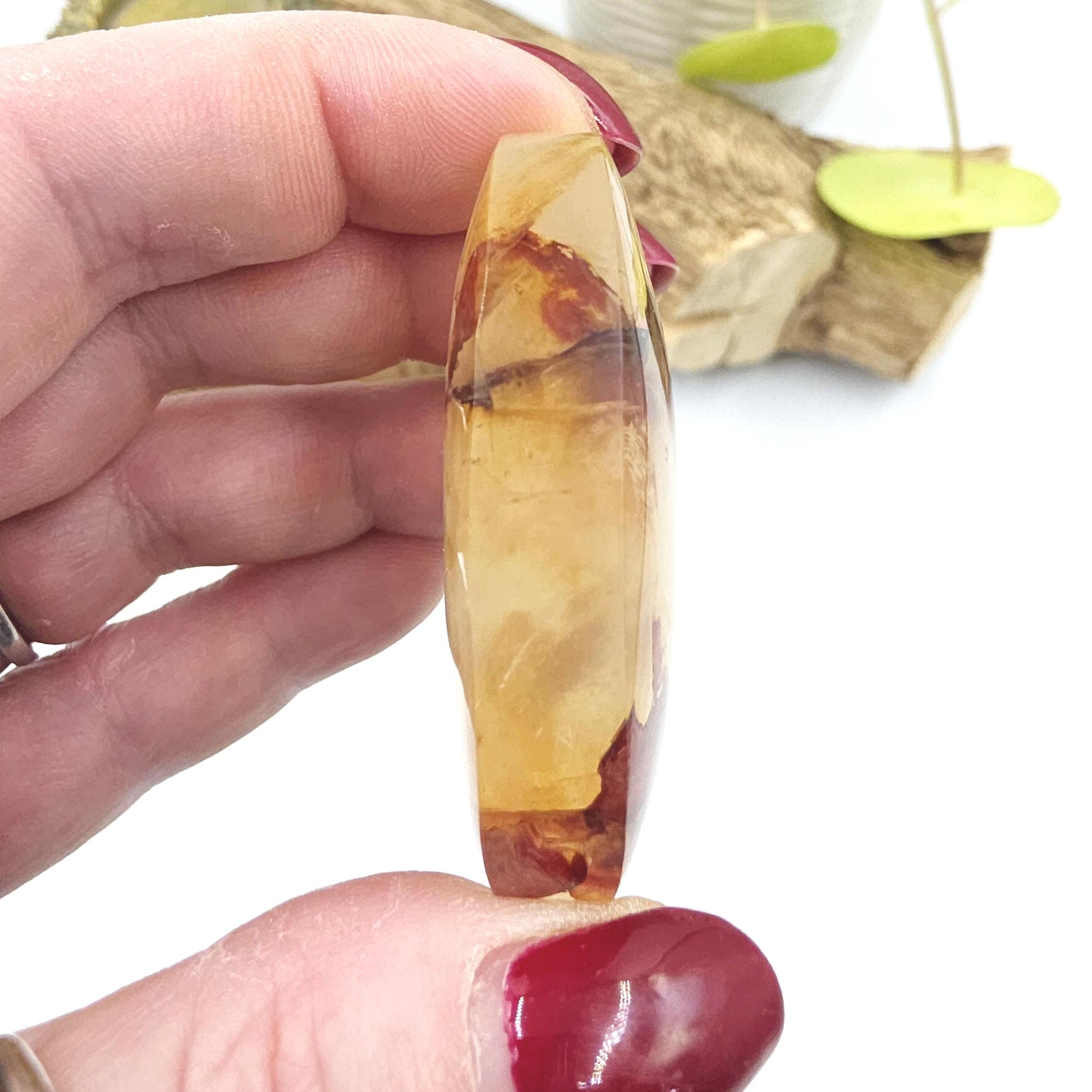 Unique Golden Healer with Fire Quartz Palm Stone – Strength, Healing & Energy Amplification Crystal, 55g