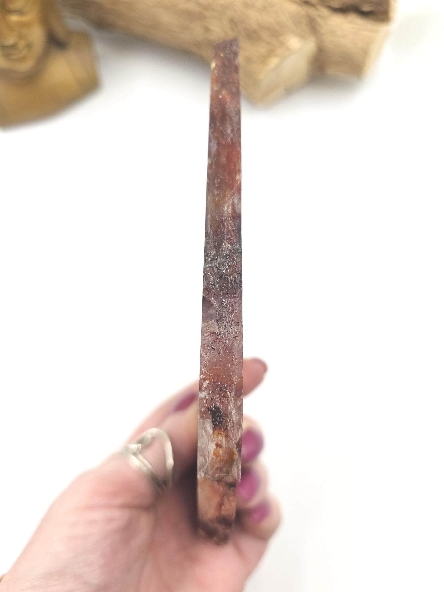 High Grade Fire Quartz Slice Slab – Hematoid Quartz for Grounding, Clarity & Balanced Energy, 295g