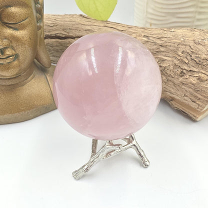 Lavender Rose Quartz Sphere – Self Love, Calm & Soothing Healing Crystal, 67mm